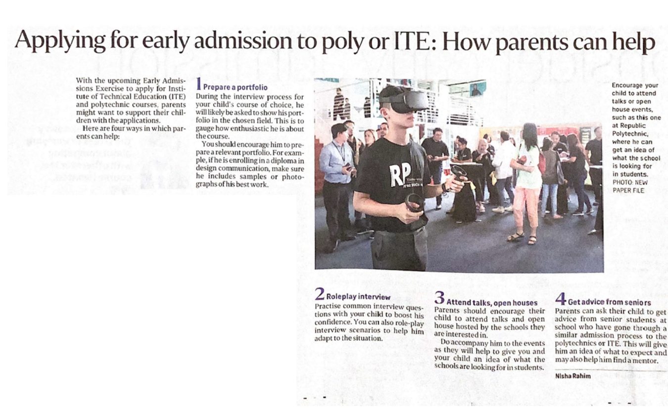 “Set on a poly course? Consider early admission” – The Straits Times, 9th May 2022